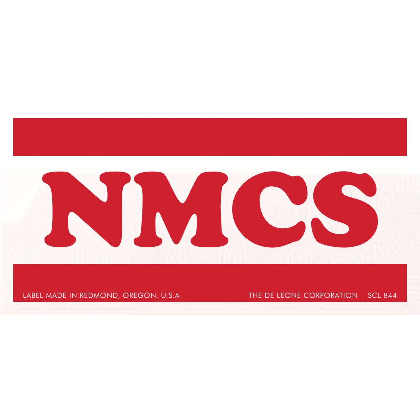 Red ’NMCS’ text between two horizontal red bars on a white background.