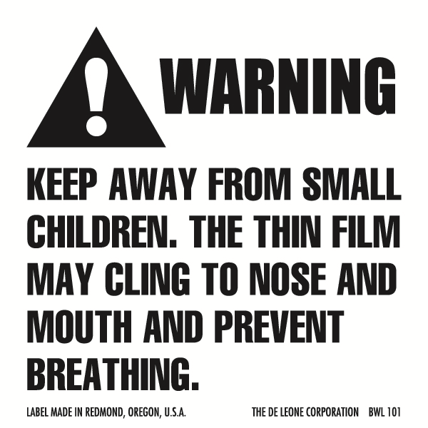 2" x 2" Baby Warning Label - White/Black, 1,000/Roll