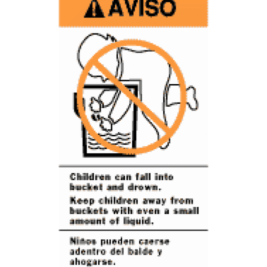 BWL314 WARNING - AVISO - Childrens can fall into bucket and drown.