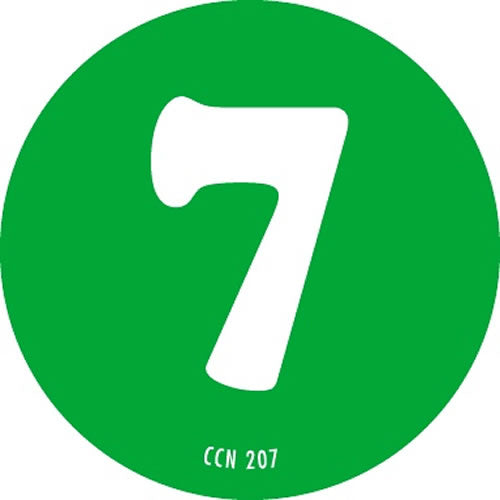 2" Color Code Number "7" Label - Green/White, 500/Roll