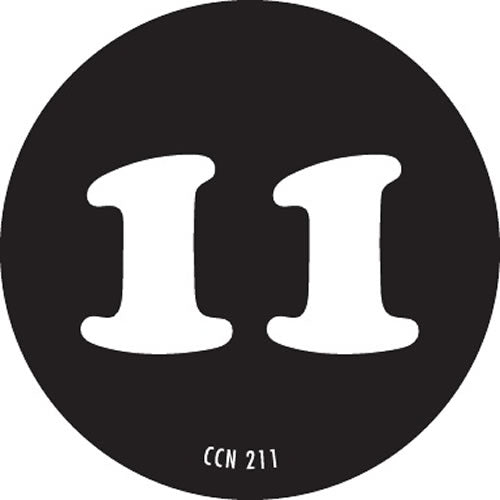 2" Color Code Number "11" Label - Black/White Reverse, 500/Roll