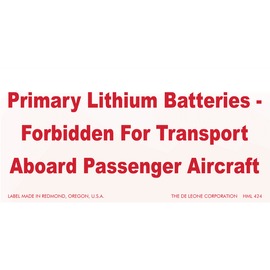 HML424 primary lithium batteries 
forbidden for transport
aboard passenger aircraft <br / > 
battery handling