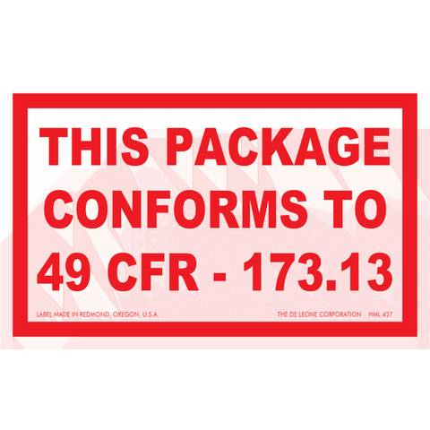 HML427 THIS PACKAGE CONFORMS TO 49 CFR - 173.4