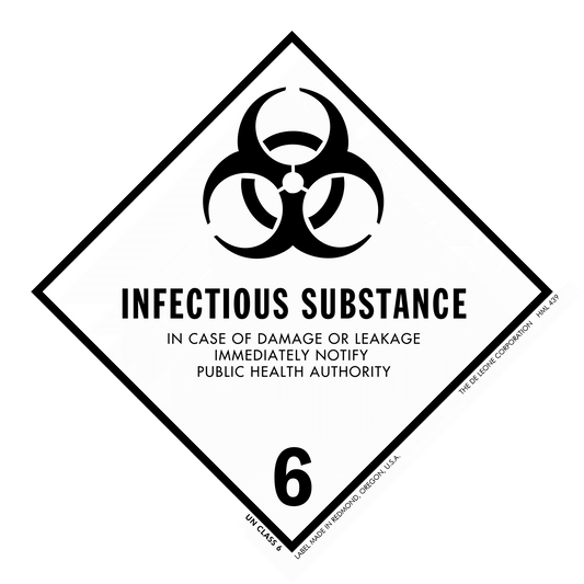 HML439 INFECTIOUS SUBSTANCE - Class 6.  IN CASE OF DAMAGE OR LEAKAGE IMMEDIATELY NOTIFY PUBLIC HEALTH AUTHORITY