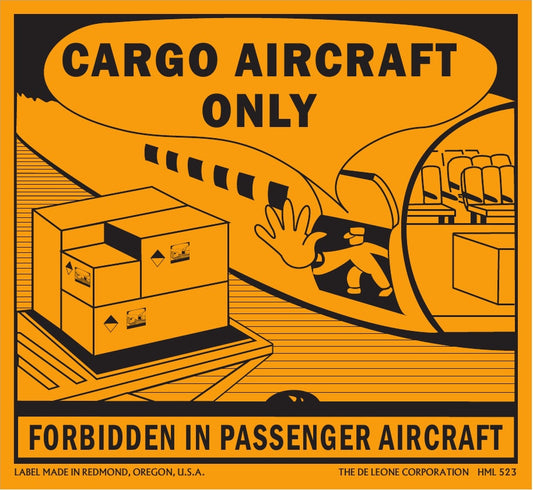 4 1/2" x 4 3/4" Hazardous Material Handling Label - Cargo Aircraft Only, Orange/Black, 500/Roll