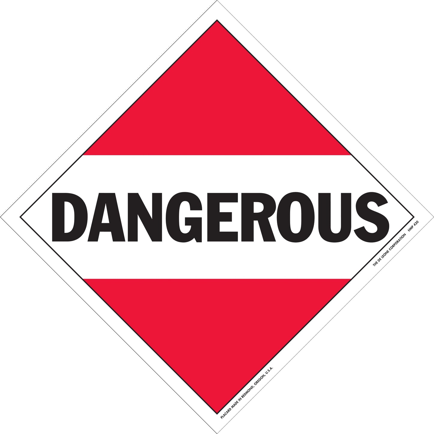 10 3/4" x 10 3/4" DOT Hazmat Placard - Dangerous, Red & White/Black, 25/Package