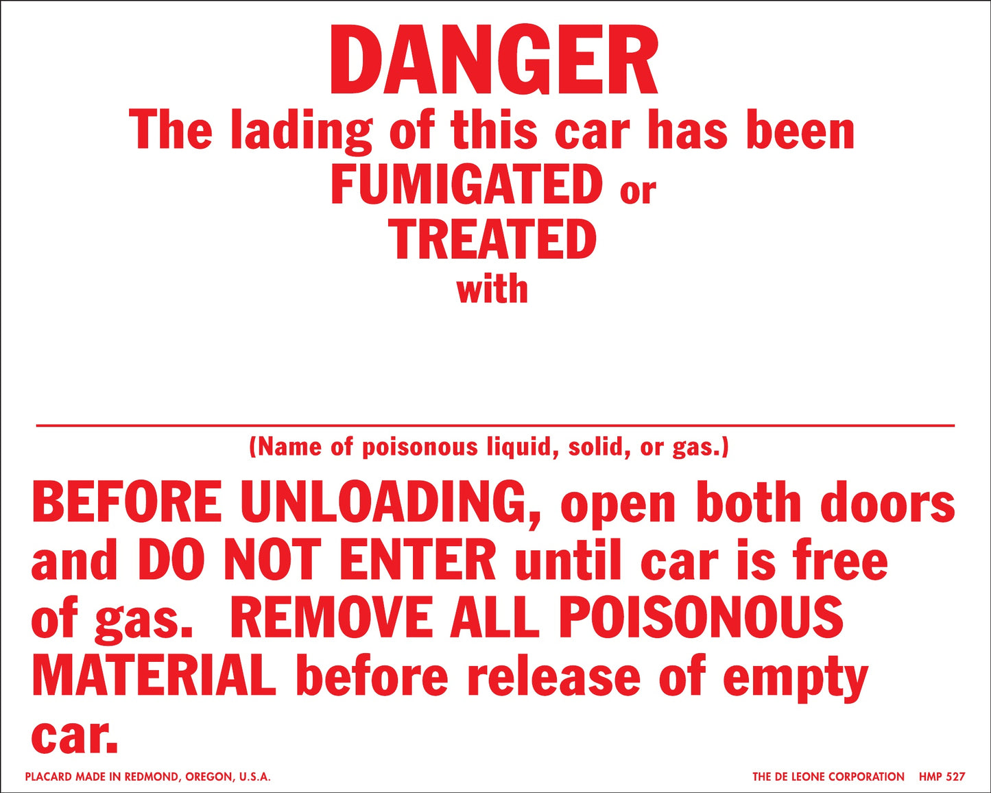 10 3/4" x 10 3/4" DOT Hazmat Placard - Danger Fumigated, Vinyl, 500/Roll
