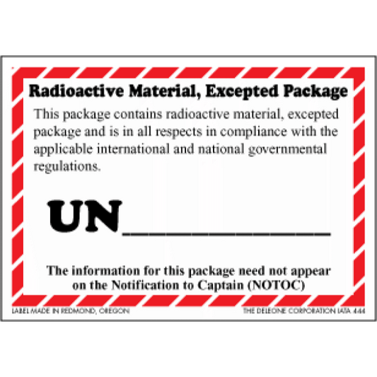 IATA444 Radioactive Material, Excepted Package