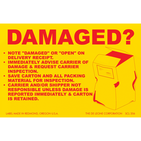 SCL206 Damaged? - 
Note "Damaged" or "open" on delivery receipt.
Immediately advice carrier of damage & request carrier inspection.