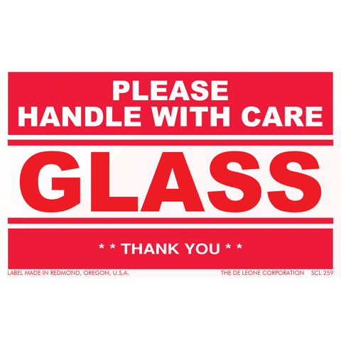 SCL259 PLEASE HANDLE WITH CARE - GLASS - THANK YOU