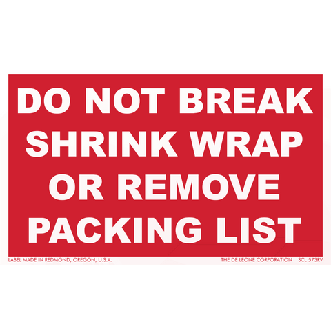 SCL573RV Do not break shrink wrap or remove packing list