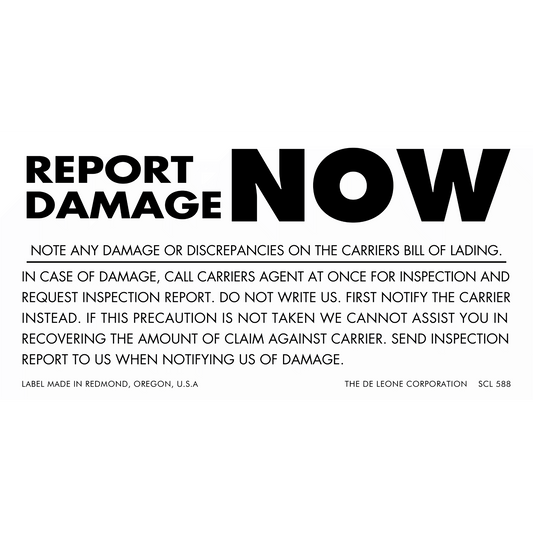 SCL588 REPORT DAMAGE - NOW - NOTE ANY DAMAGE OR DISCREPANCIES ON THE CARRIERS BILL OF LADING