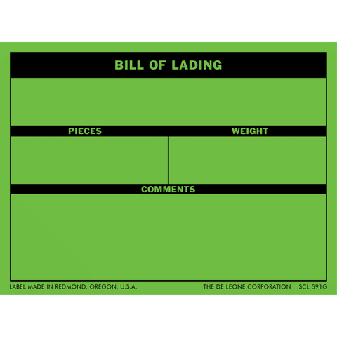 SCL591G BILL OF LADING - PIECES - WEIGHT - COMMENTS