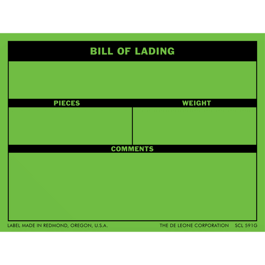 SCL591G BILL OF LADING - PIECES - WEIGHT - COMMENTS