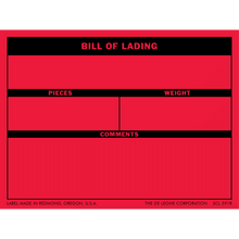 SCL591R BILL OF LADING - PIECES - WEIGHT - COMMENTS