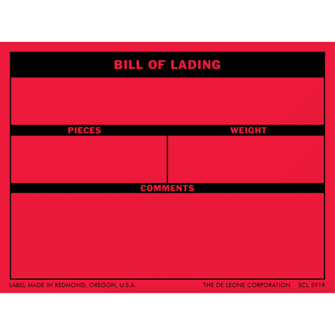 SCL591R BILL OF LADING - PIECES - WEIGHT - COMMENTS