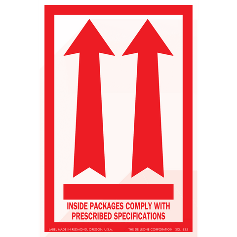 SCL835 INSIDE PACKAGES COMPLY WITH PRESCRIBED SPECIFICATIONS