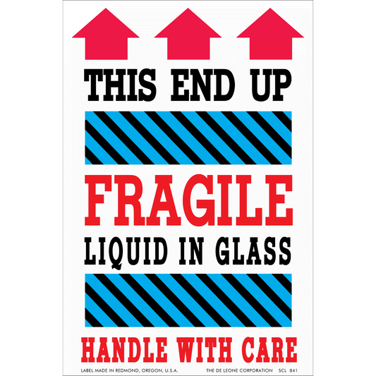 SCL841 THIS END UP - FRAGILE - 
LIQUID IN GLASS - 
HANDLE WITH CARE