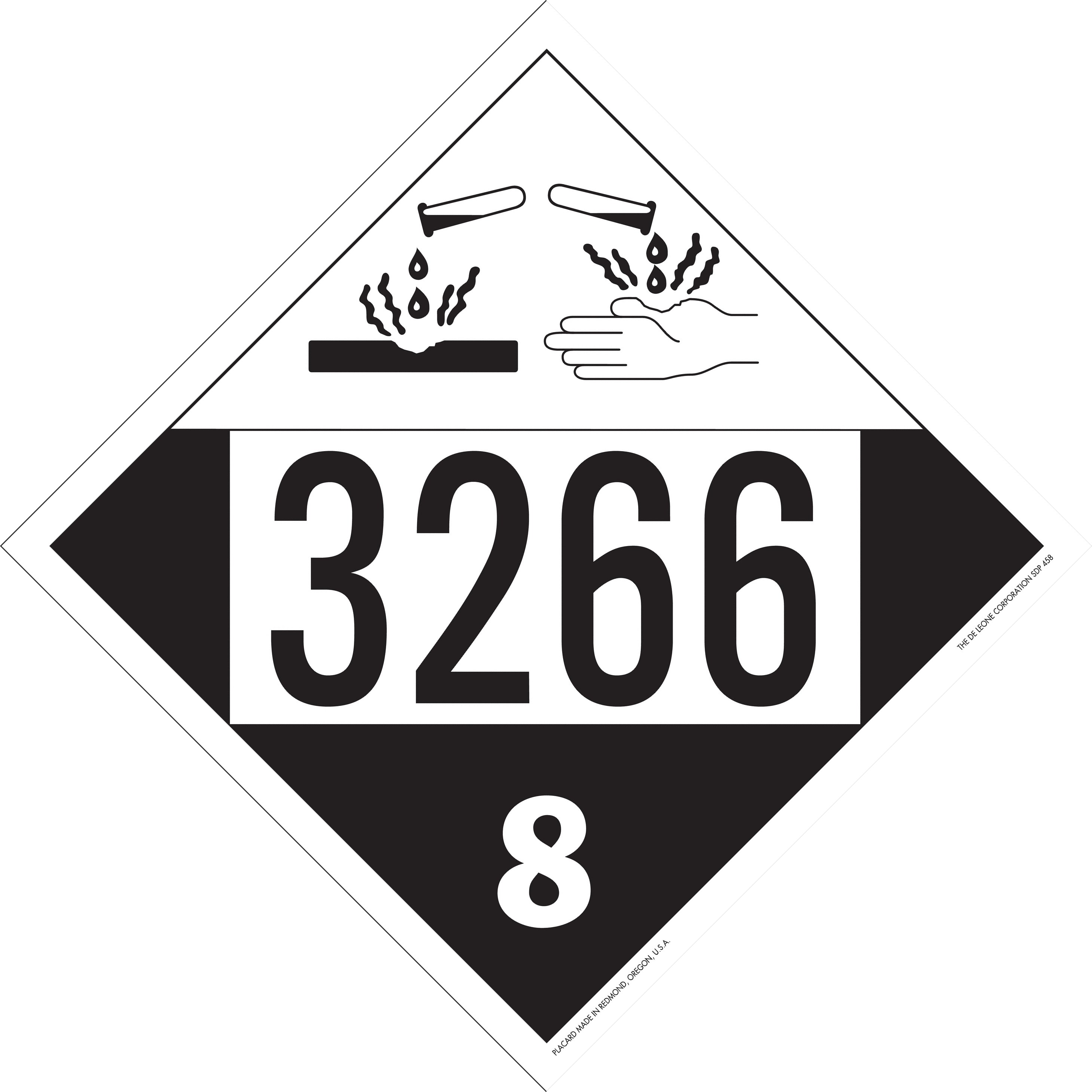 10 3/4" x 10 3/4" DOT 4-Digit Placard - 3266, White & Black, 25/Package
