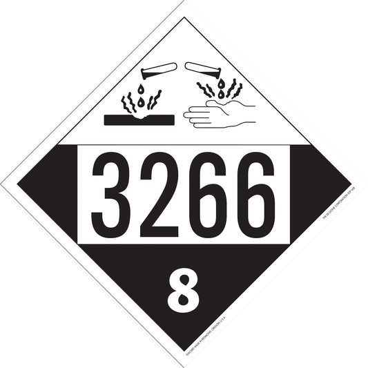 10 3/4" x 10 3/4" DOT 4-Digit Placard - 3266, White & Black, 25/Package