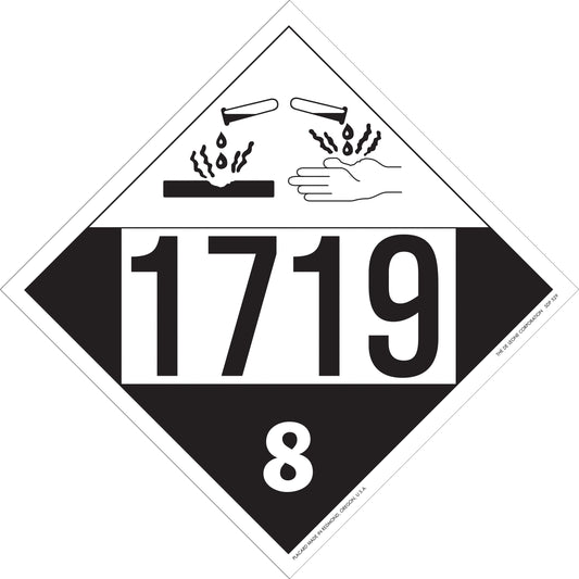 10 3/4" x 10 3/4" DOT 4-Digit Placard - 1719, White & Black, Vinyl, 25/Package
