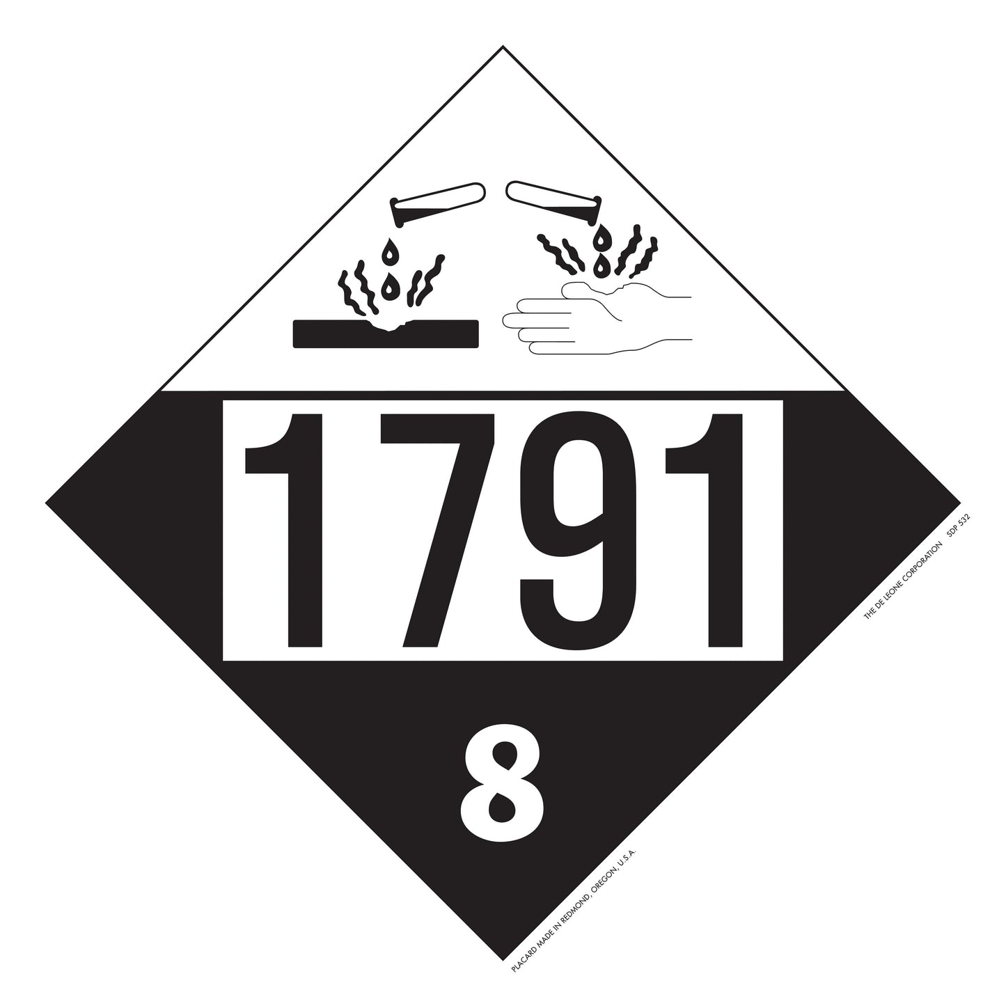10 3/4" x 10 3/4" DOT 4-Digit Placard - 1791, White & Black, Vinyl, 25/Package