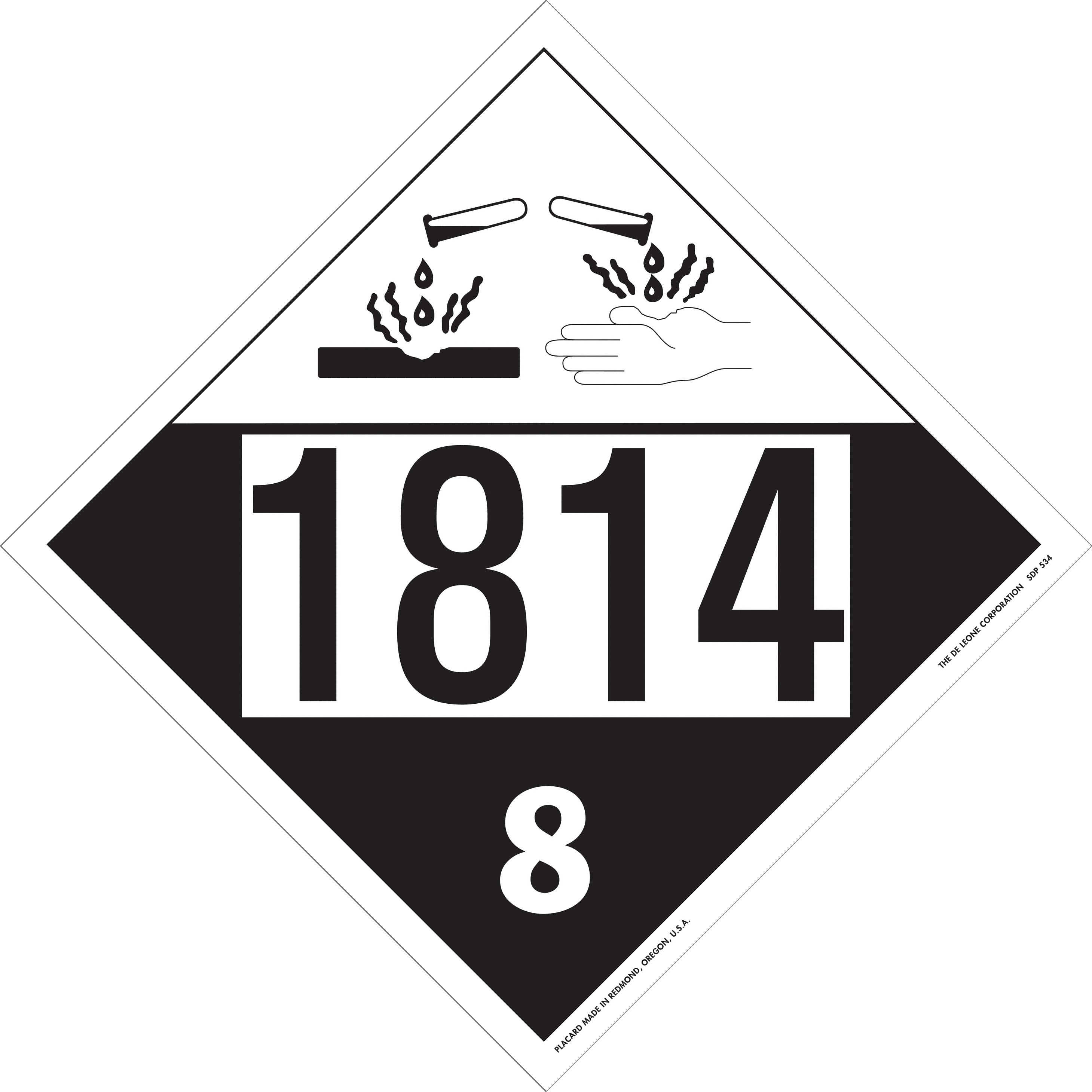10 3/4" x 10 3/4" DOT 4-Digit Placard - 1814, White & Black, Vinyl, 25/Package