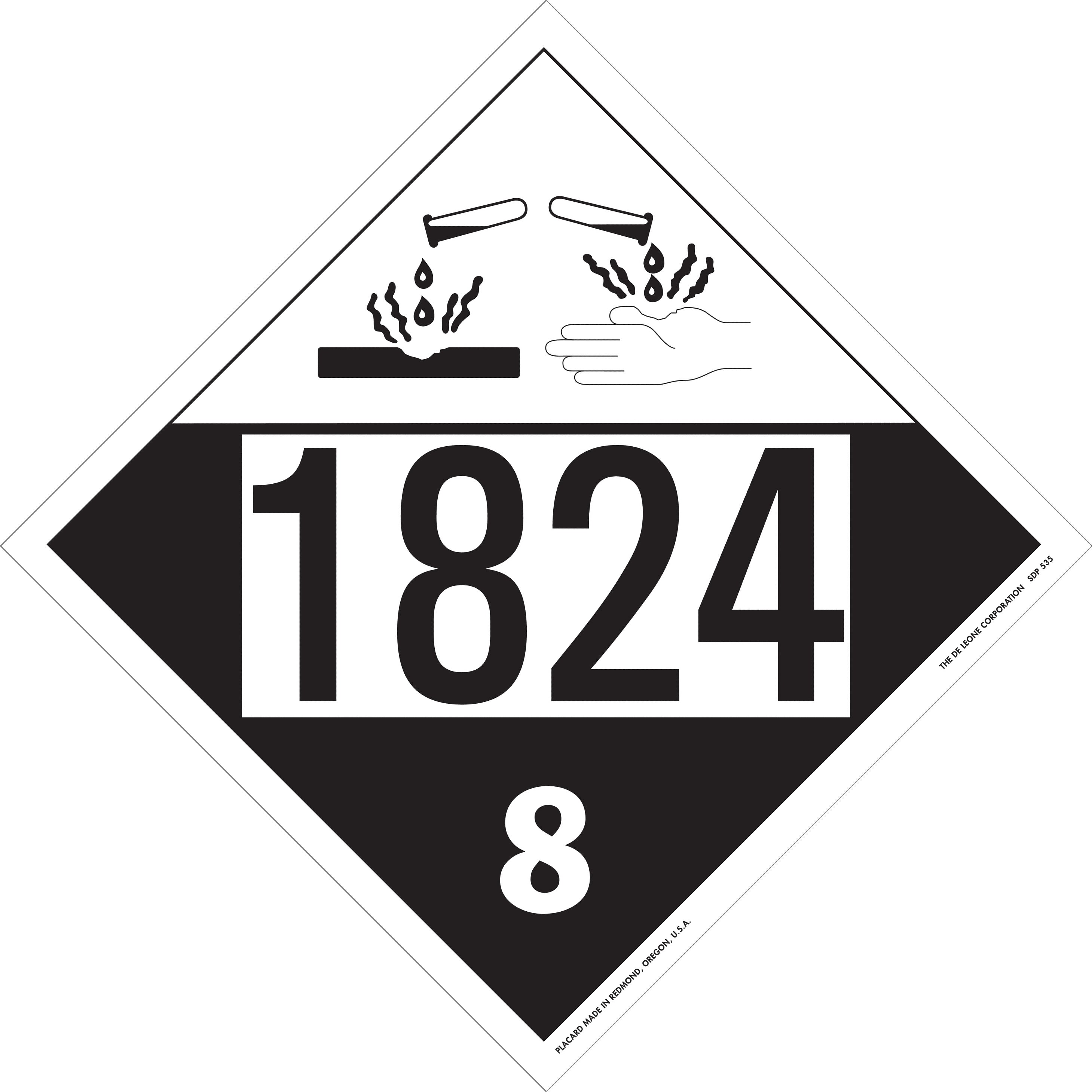 10 3/4" x 10 3/4" DOT 4-Digit Placard - 1824, White & Black, Vinyl, 25/Package