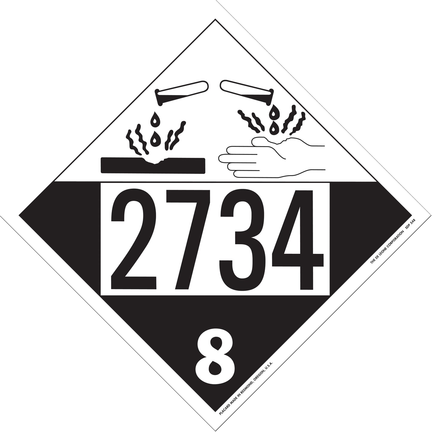 10 3/4" x 10 3/4" DOT 4-Digit Placard - 2734, White & Black, Vinyl, 25/Package