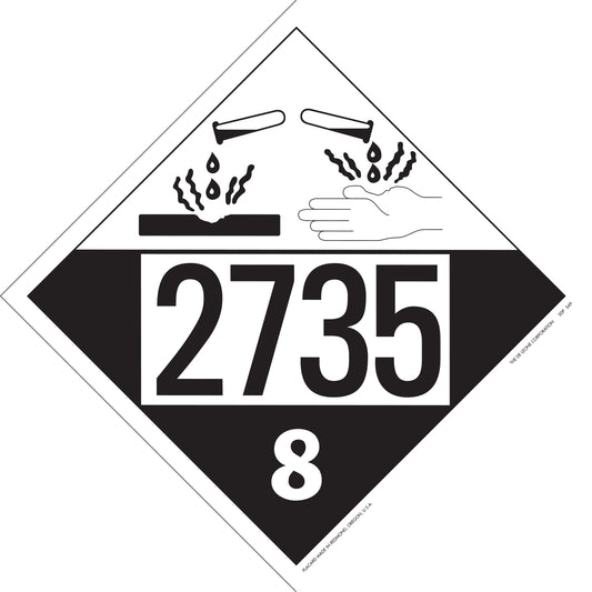 10 3/4" x 10 3/4" DOT 4-Digit Placard - 2735, White & Black, Vinyl, 25/Package