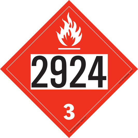 10 3/4" x 10 3/4" DOT 4-Digit Placard - 2924, Red/Black, Vinyl, 25/Package