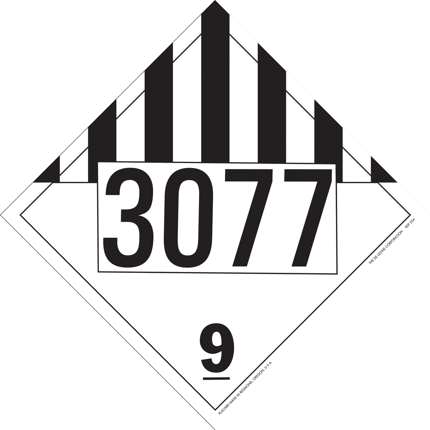 10 3/4" x 10 3/4" DOT 4-Digit Placard - 3077, White & Black, Vinyl, 25/Package