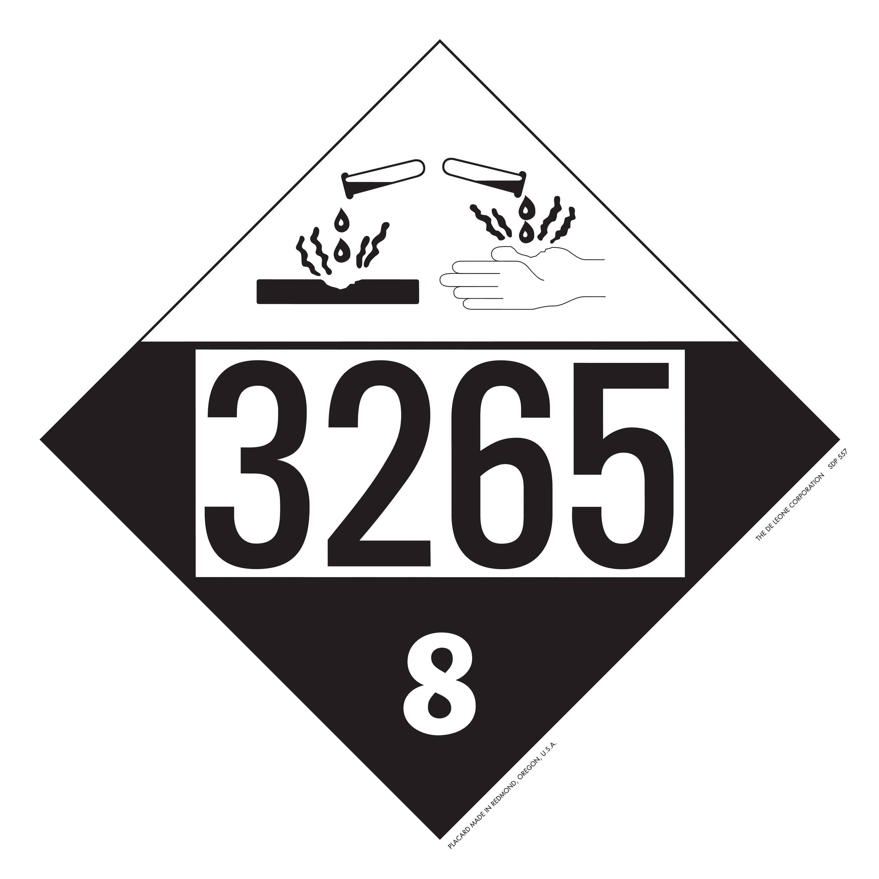 10 3/4" x 10 3/4" DOT 4-Digit Placard - 3265, White & Black, Vinyl, 25/Package