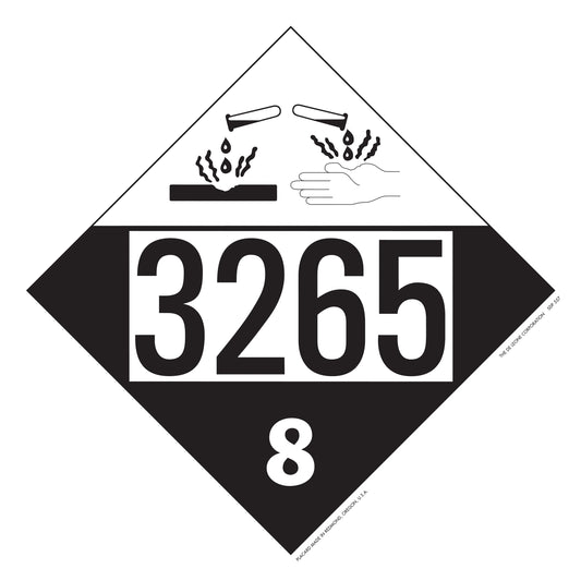10 3/4" x 10 3/4" DOT 4-Digit Placard - 3265, White & Black, Vinyl, 25/Package
