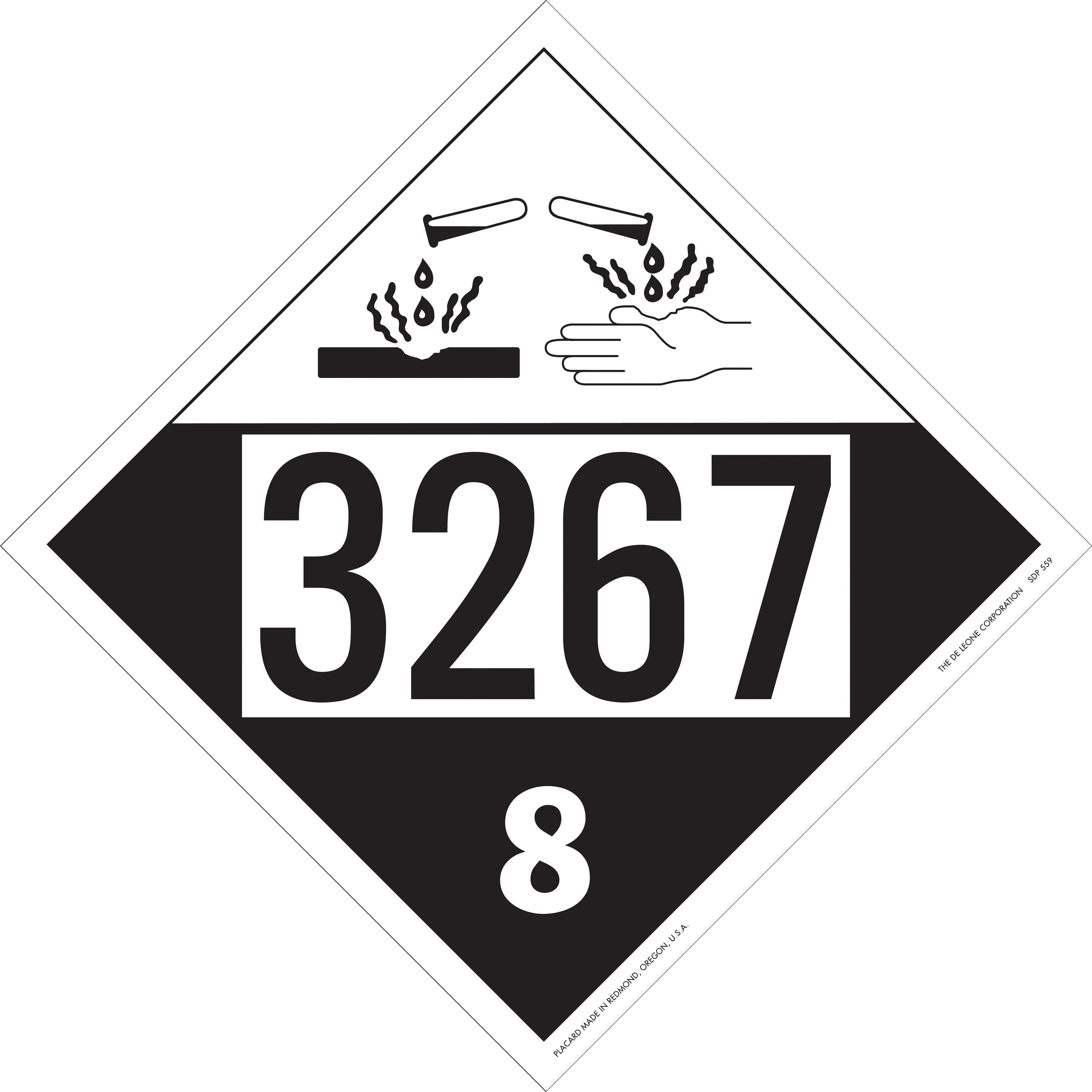 10 3/4" x 10 3/4" DOT 4-Digit Placard - 3267, White & Black, Vinyl, 25/Package