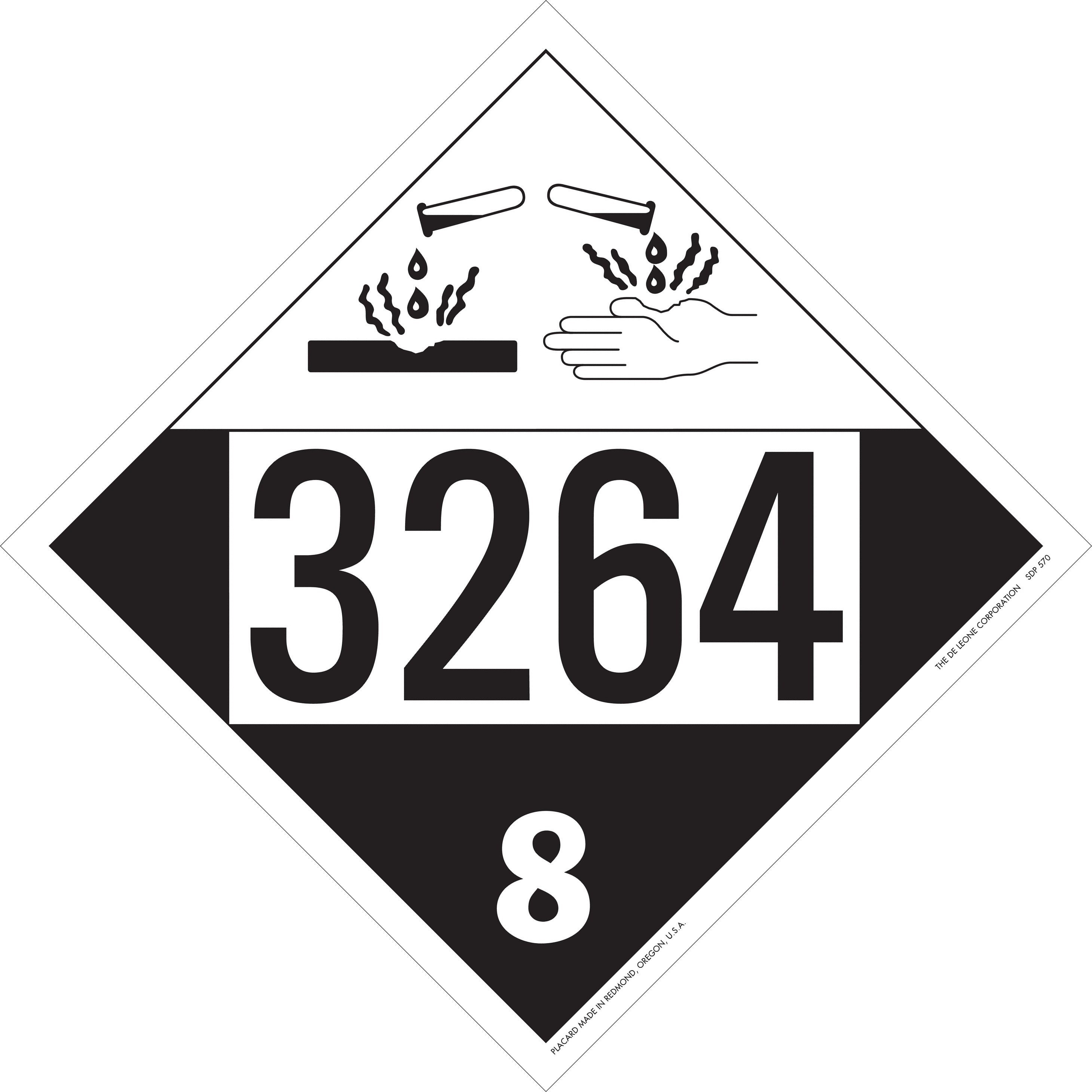 10 3/4" x 10 3/4" DOT 4-Digit Placard - 3264, White & Black, Vinyl, 25/Package