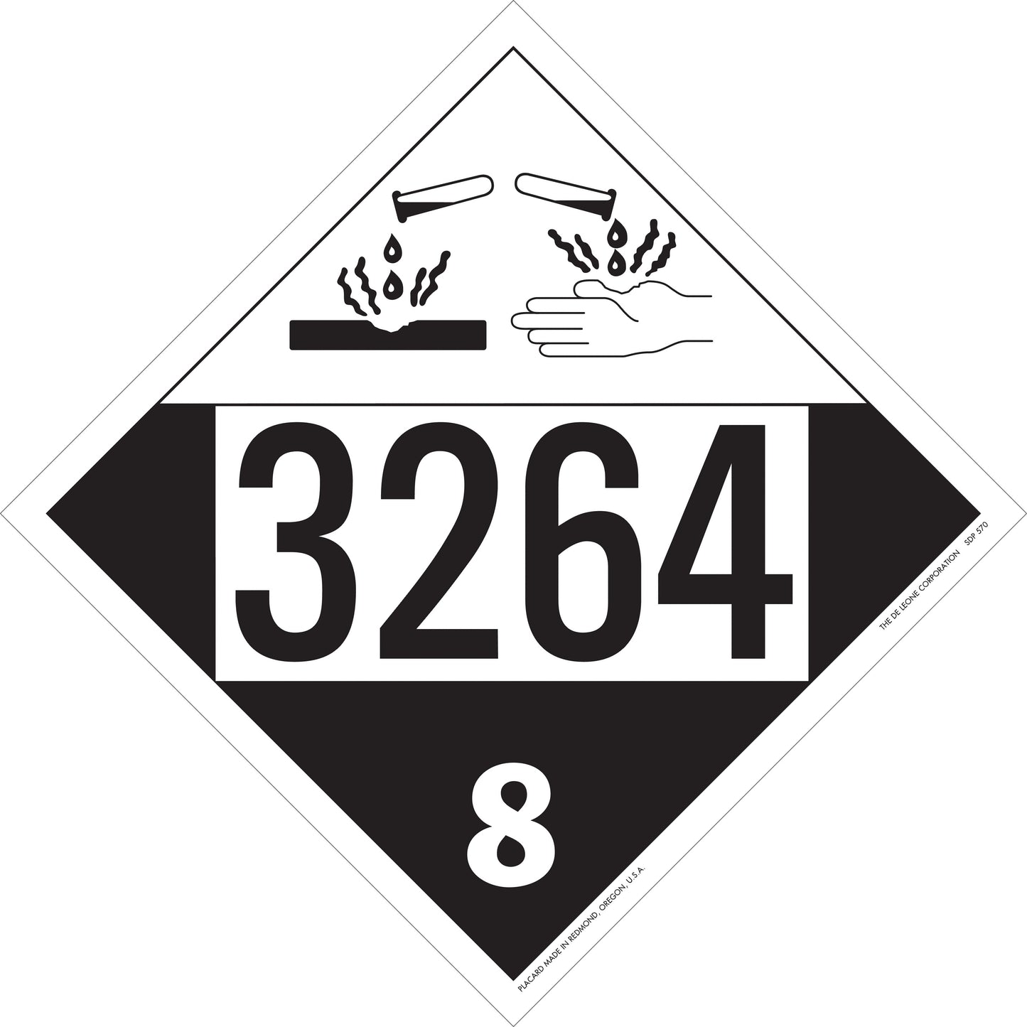 10 3/4" x 10 3/4" DOT 4-Digit Placard - 3264, White & Black, Vinyl, 25/Package