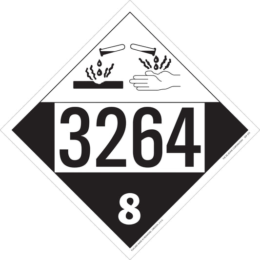 10 3/4" x 10 3/4" DOT 4-Digit Placard - 3264, White & Black, Vinyl, 25/Package
