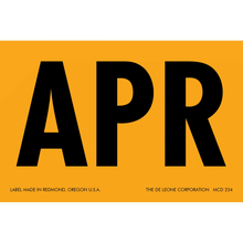 Black text ’APR’ on an orange background.