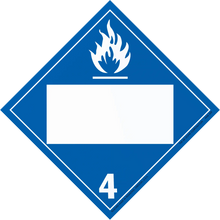 Diamond-shaped blue hazard placard with flame symbol and number 4.