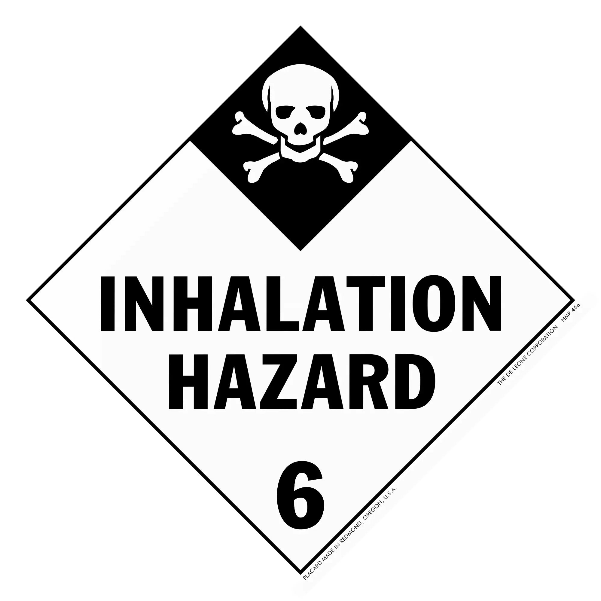Warning sign for inhalation hazard class 6 with skull and crossbones symbol.