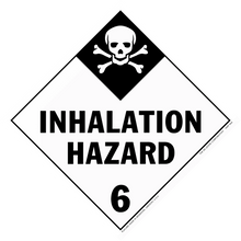 Warning sign for inhalation hazard class 6 with skull and crossbones symbol.