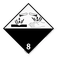 Hazard warning symbol for corrosive materials (Class 8 dangerous goods placard).