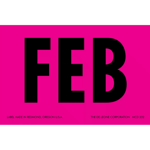 Bold black letters spelling ’FEB’ on a pink background.