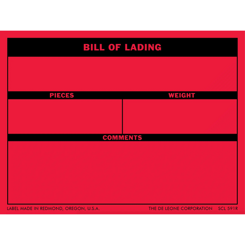 Red bill of lading form with black header bars and blank spaces for shipping details.