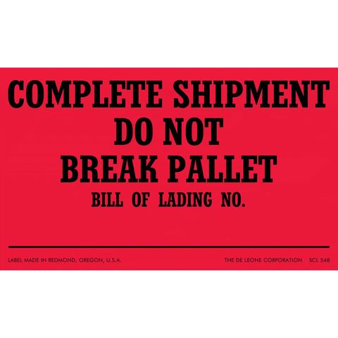 Fluor Red Complete Shipment Label with Bill of Lading Space