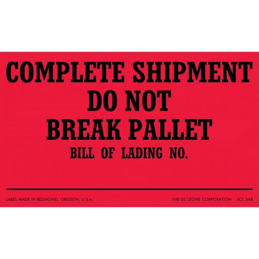 Fluor Red Complete Shipment Label with Bill of Lading Space