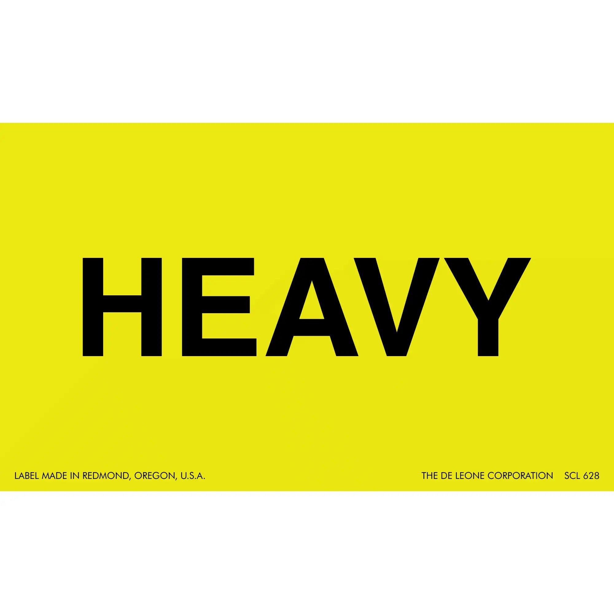 Bold black text spelling ’HEAVY’ on a yellow background.