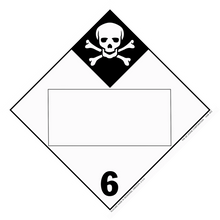 Hazardous materials warning placard with skull and crossbones symbol showing Division 6 toxic substances.