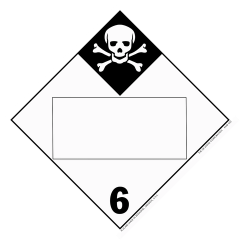 Hazardous materials warning placard with skull and crossbones symbol showing Division 6 toxic substances.